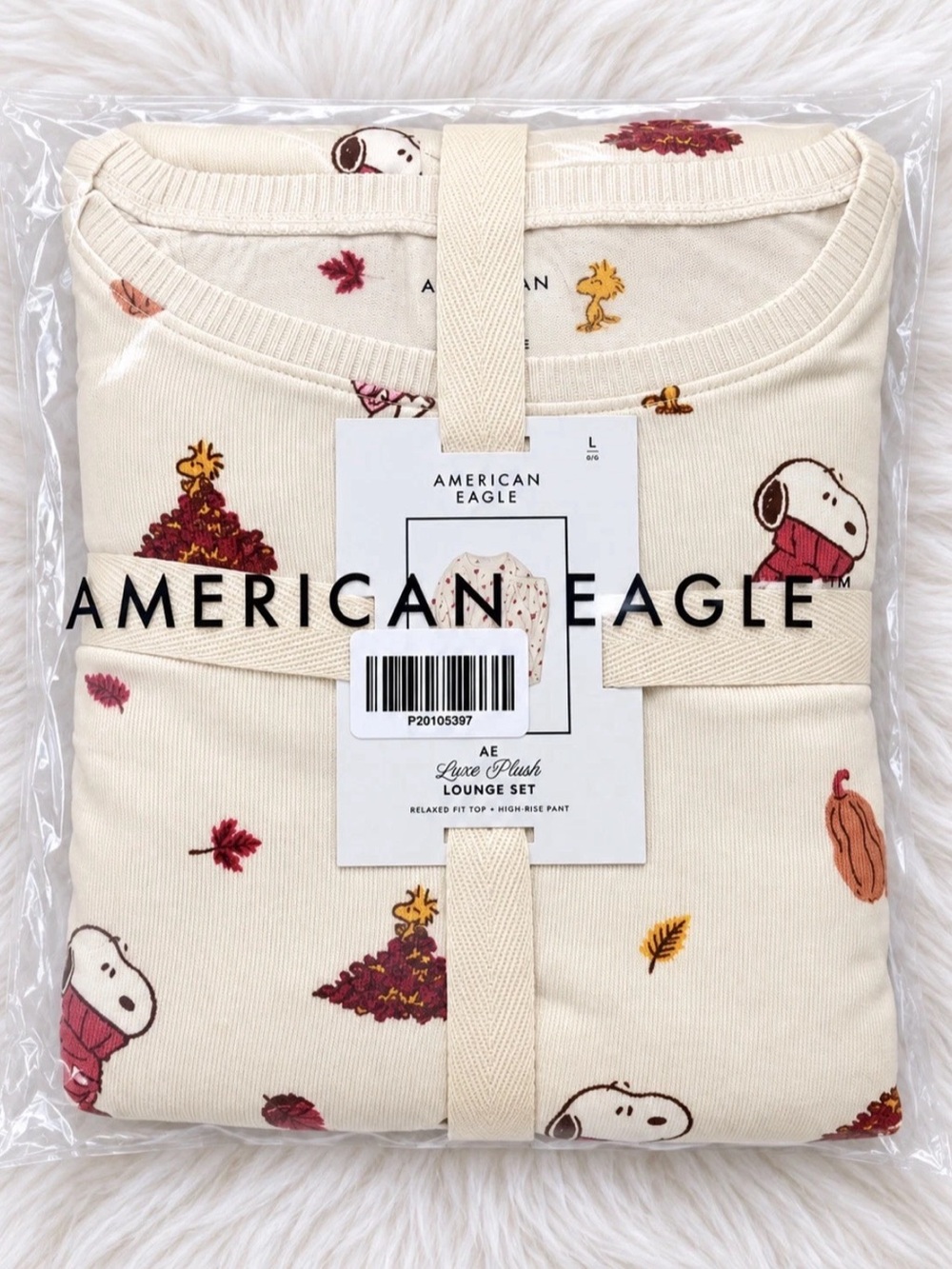 American Eagle AE Snoopy Peanuts Fall Pajamas PJ Set Sz Large